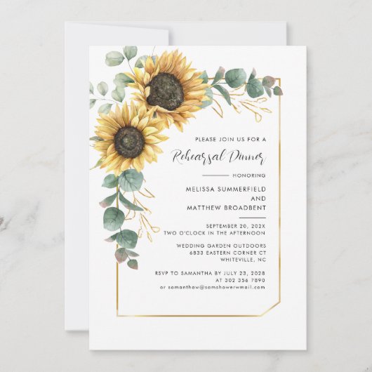 ひまわりフローラ緑のリハーサルディナー 招待状 (正面)