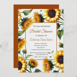 ひまわりフローラ花嫁のためのブライダルシャワー 招待状