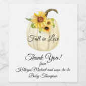 ひまわりフローラ葉秋カボチャ赤ちゃんシャワー ワインラベル (シングルラベル)