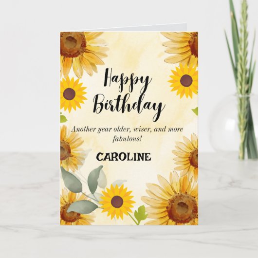 ひまわりフローラ誕生日カード カード (正面)