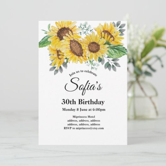 ひまわりフローラ誕生日パーティー招待 招待状 (スタンド正面)