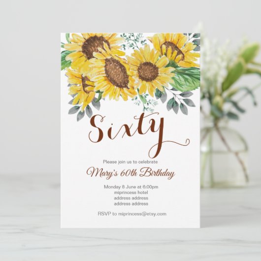 ひまわりフローラ誕生日パーティー招待 招待状 (スタンド正面)