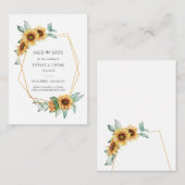 ひまわりフローラ金ゴールドジオメトリック保存日付 ノートカード (正面/裏面)