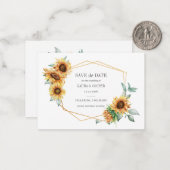 ひまわりフローラ金ゴールド効果幾何学枠救 ノートカード (正面/裏面インサイチュ)