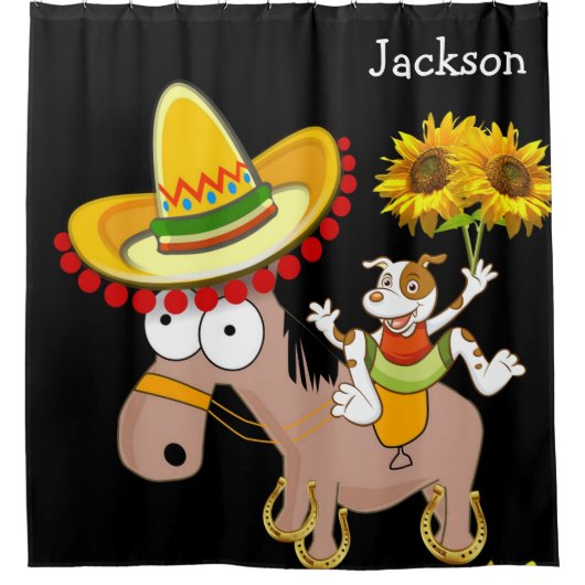 ひまわりフローラ馬シャワーカーテン シャワーカーテン (正面)