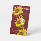 ひまわりフローラ鳩ペデスタルサインフローリスト 台座サイン (正面)