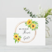 ひまわりフローラ黄色が私の花の女の子 招待状 (スタンド正面)