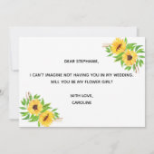 ひまわりフローラ黄色が私の花の女の子 招待状 (裏面)