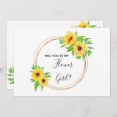 ひまわりフローラ黄色が私の花の女の子 招待状 (正面/裏面)