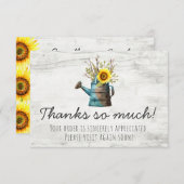 ひまわりフローラ&ウッド素朴ヴィンテージありがとう サンキューカード (正面/裏面)