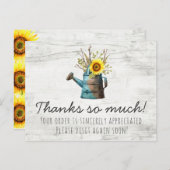 ひまわりフローラ&ウッド素朴ヴィンテージありがとう ポストカード (正面/裏面)