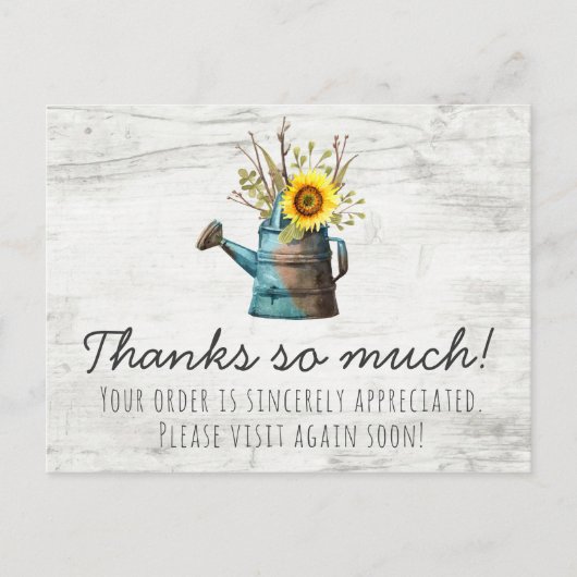 ひまわりフローラ&ウッド素朴ヴィンテージありがとう ポストカード (正面)
