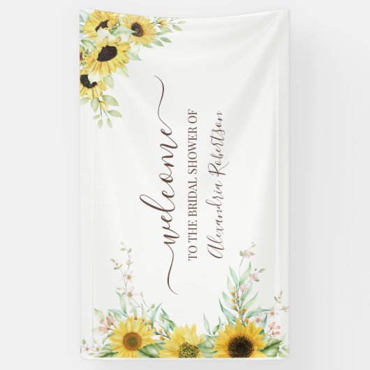 ひまわりブライダルウェディングシャワーウェルカムバナー 横断幕 (縦)