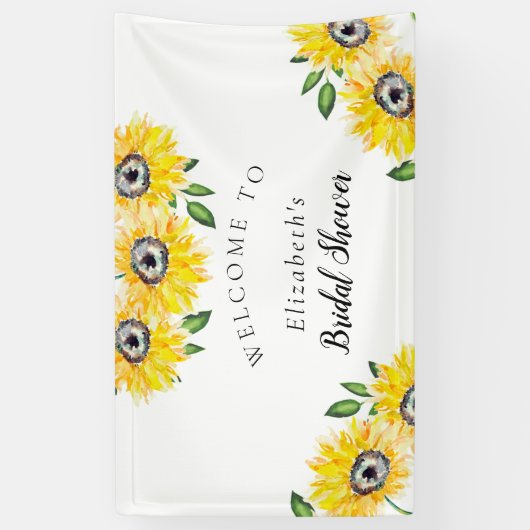 ひまわりブライダルシャワーウェルカムサインの背景 横断幕 (縦)