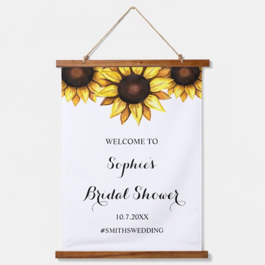 ひまわりブライダルシャワーウェルカムフローラ標識 吊り下げ型タペストリー (正面)