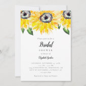 ひまわりブライダルシャワーエレガントスクリプト水彩 招待状 (正面)