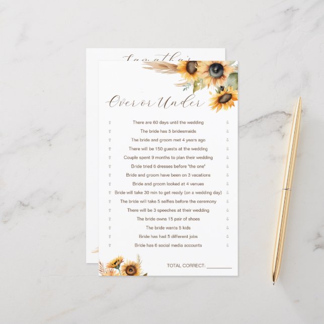 ひまわりブライダルシャワーオーバーまたはゲーム中 (正面/裏面インサイチュ)