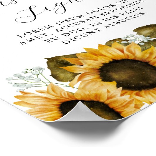 ひまわりブライダルシャワーカスタム標識 ポスター (角)