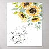 ひまわりブライダルシャワーカードとギフトサイン ポスター (正面)