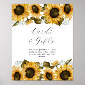 ひまわりブライダルシャワーカードとギフトサイン ポスター (正面)