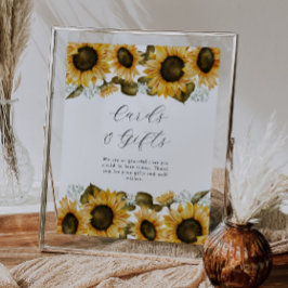 ひまわりブライダルシャワーカードとギフトサイン ポスター