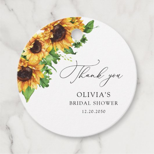 ひまわりブライダルシャワーギフトラベル フェイバータグ (正面)