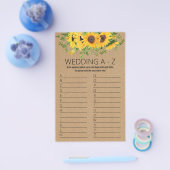 ひまわりブライダルシャワーゲームA to Zカード チラシ (シングル)