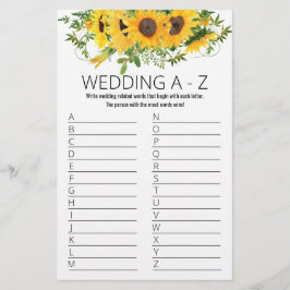ひまわりブライダルシャワーゲームA to Zカード チラシ