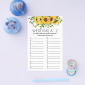 ひまわりブライダルシャワーゲームA to Zカード チラシ (シングル)