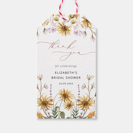 ひまわりブライダルシャワーサンキューギフトラベル ギフトタグ (正面)