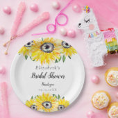 ひまわりブライダルシャワースクリプトモダンフローラシック ペーパープレート (パーティー)