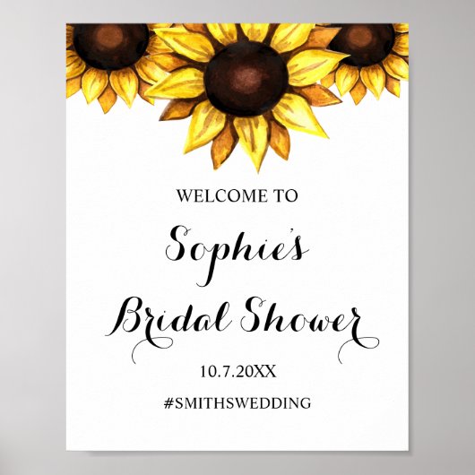 ひまわりブライダルシャワーフローラウェルカムサインポスター ポスター (正面)