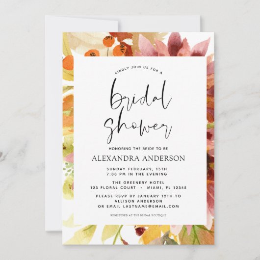 ひまわりブライダルシャワーブルゴーニュフローラ 招待状 (正面)