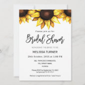 ひまわりブライダルシャワーホワイトイエローフローラ招待状 案内状 (正面)