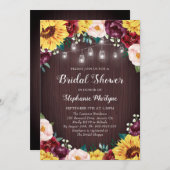 ひまわりブライダルシャワーメイソンジャースブルゴーニュ 招待状 (正面/裏面)