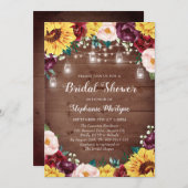 ひまわりブライダルシャワーメイソンジャースライツウッド 招待状 (正面/裏面)