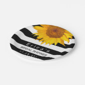 ひまわりブライダルシャワーモダン白黒ストライプ ペーパープレート (アングル)