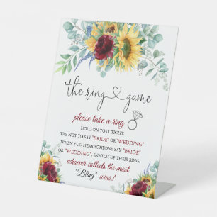 ひまわりブライダルシャワーリングや輪ゲームの説明 台座サイン