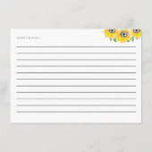 ひまわりブライダルシャワーレシピカードウォーター色 エンクロージャーカード (裏面)