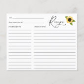 ひまわりブライダルシャワーレシピカード (正面)