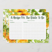ひまわりブライダルシャワーレシピカード (正面/裏面)