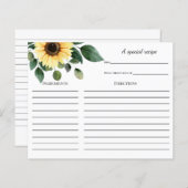 ひまわりブライダルシャワーレシピカード (正面/裏面)