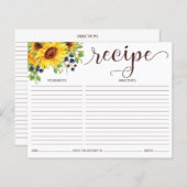 ひまわりブライダルシャワーレシピカード (正面/裏面)