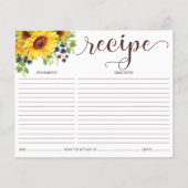 ひまわりブライダルシャワーレシピカード (正面)
