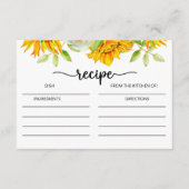 ひまわりブライダルシャワーレシピカード エンクロージャーカード (正面)