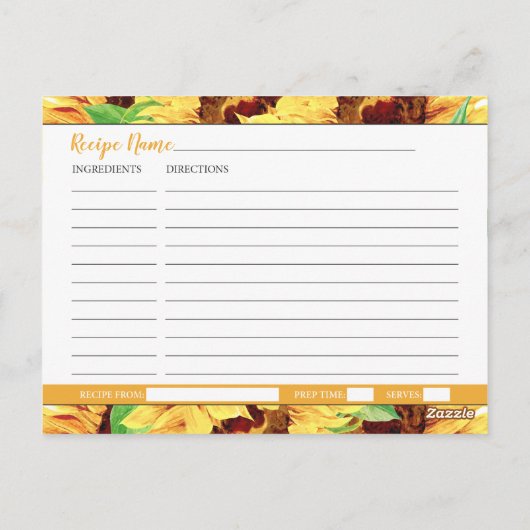 ひまわりブライダルシャワーレシピカード ポストカード (裏面)