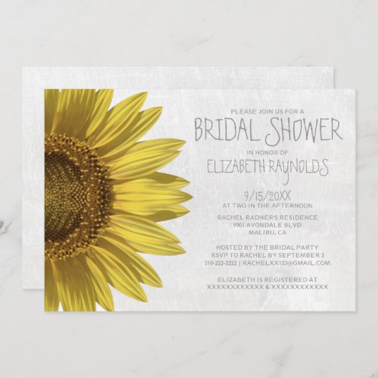 ひまわりブライダルシャワー招待状 招待状 (正面/裏面)
