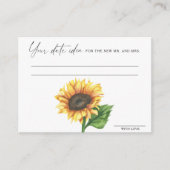 ひまわりブライダルシャワー日付ナイトアイディア日付jar エンクロージャーカード (正面)