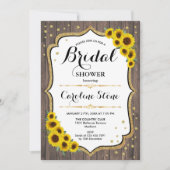 ひまわりブライダルシャワー素朴 – 木 招待状 (正面)