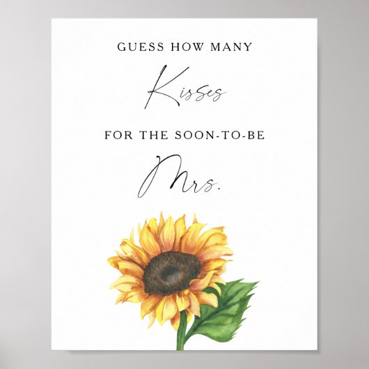 ひまわりブライダルシャワー – ゲームの数キス ポスター (正面)